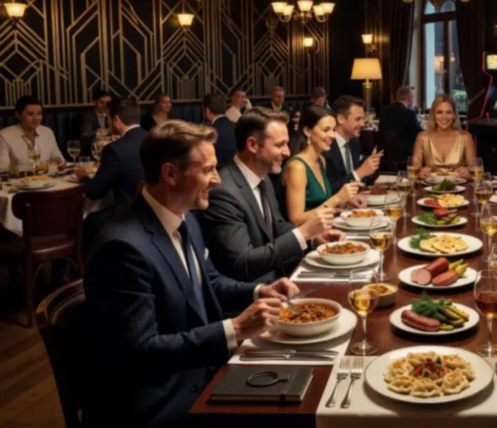 Firmowa kolacja Casino Dinner w Wonderstar s. r. o. z gośćmi przy stołach do gier