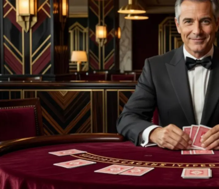 Profesjonalny krupier prowadzący grę w blackjacka w eleganckiej sali Wonderstar s. r. o.