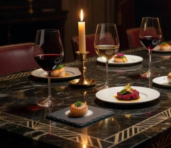 Zastawa i kieliszki przygotowane do wieczornego menu degustacyjnego w Wonderstar s. r. o.